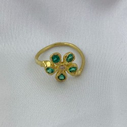 Elhanati Big Flores Ring Emerald ELH/FL/1002e