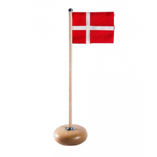 Aviendo Desk Flag Pole - Danish Flag Beechwood LV001