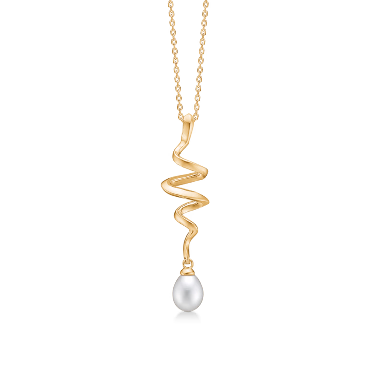 Mads Z 14 karat Vedhæng Swirl W. Pearl 1533086